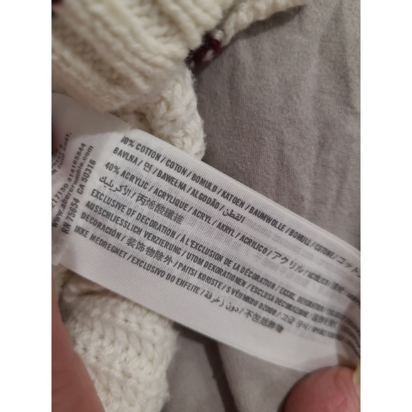 Hollister Women's SZ Sm Varsity mock neck sweater cream/burgandy relaxed preppy - Picture 9 of 10